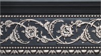 Silver Floral and Black Crown Molding 94 Inch