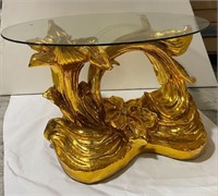 Azalea Golden Coffee Table with Glass