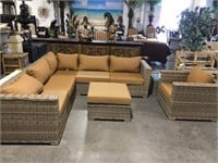 Destin Canvas Cork Outdoor Sectional and Chair wit