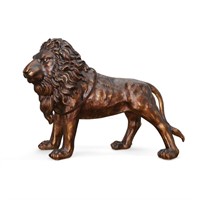 Lifesize Standing Lion Statue With Light Ring - Br