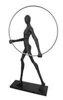 Modern Black Statue with Hoop