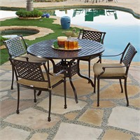 Savannah Outdoor Aluminum Round Dining Table Set o