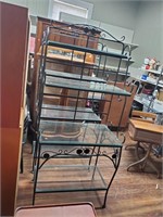 Wrought Iron Glass Shelves Bakers Rack