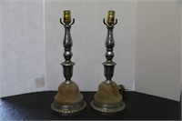 Pair Metal Table Lamps