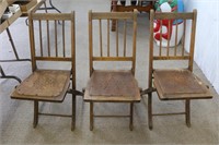 3 folding wooden chairs