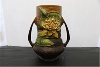 Roseville Water Lily Brown 2 Handled Vase