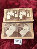 Hair banged Stereoview cards lot of 2