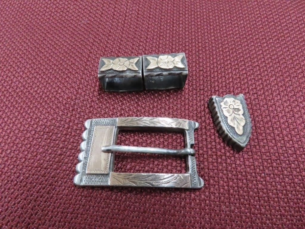 Sterling silver & 10k gold belt buckle and