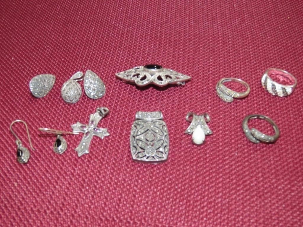Sterling silver & Marcasite jewelry. Rings, earrin