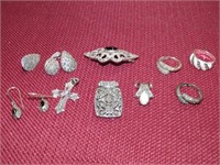 Sterling silver & Marcasite jewelry. Rings, earrin
