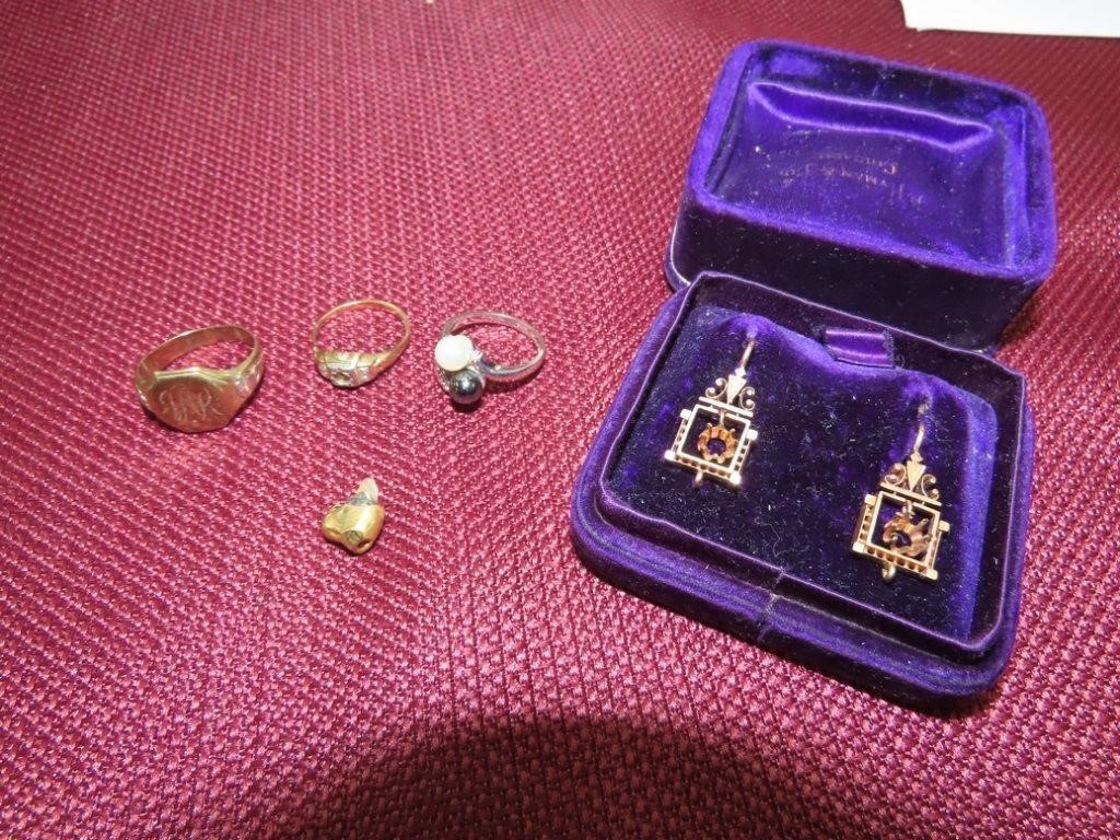 10k gold rings, dental gold tooth, unmarked