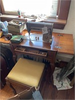 Singer sewing machine with cabinet and seat