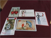 (5)Antique early 1910's Valentines day Postcard.