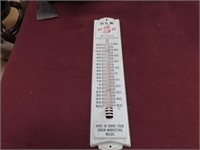 Lee FS Inc metal thermometer sign.