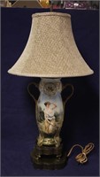 Hand Painted & Signed Art Deco Table Lamp
