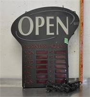 "Open" sign, tested