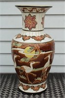 Large Asian Majolica Pottery Vase