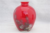 Vintage Romanian Red Art Glass Jar