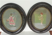 Antique Oval Framed Needlepoints