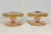 Moser Gold Intaglio Candle Holders