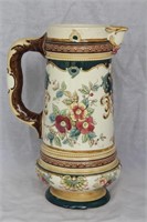 Large Antique Hand Painted Pottery Pitxher