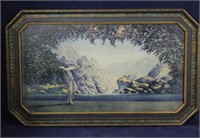 Art Nouveau "Dawn" Lithograph in Original Frame