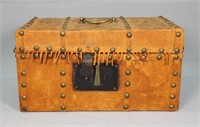 C. 1830 Leather Over Wood Document Box