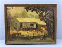 19th C. Oil Painting of Sharecropper Homestead