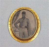Union Soldier Tintype Photo Brooch Pendant