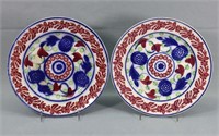 Pair 19th C. Stick Splatterware Plates