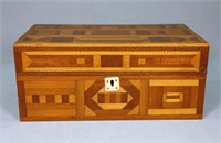Early 20th C. Inlaid Wood Dresser Box