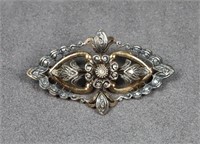 Early Victorian Gold, Silver & Diamond Brooch