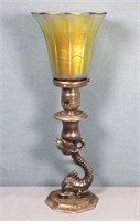 Figural Lamp w/ Steuben Aurene Glass Shade