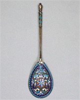 LEVIN, Stephan Russian .875 Silver Champleve Spoon