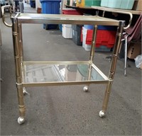 Brass Look Glass Cart