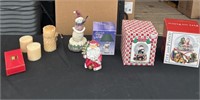 Box- Christmas Snow Globes, Candles and more