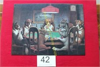 Card Playing Dogs Metal Sign