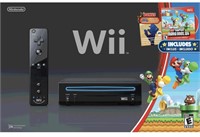Used - Wii Black Console with New Super Mario