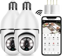 2Pack Light Bulb Security Camera Outdoor,2.4G Wifi