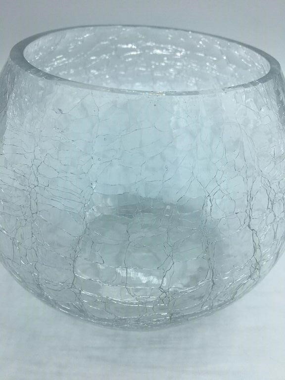 Crackle Glass Rose Bowl