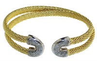 Elegant Two Tone Diamond Cuff Bracelet