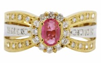 18kt Gold Natural Oval Ruby & Diamond Ring