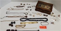 Assorted Costume Jewelry and Jewelry Box - Comes