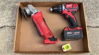 Milwaukee M18 drill and angle grinder