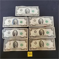 (7) 1976 Bicentennial $2 Bills