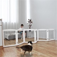 ZJSF Freestanding Foldable Dog Gate Wooden Extra