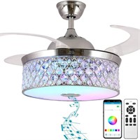 NUTCRUST Bluetooth Ceiling Fan with Light and Spe