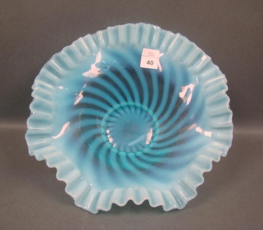 Jefferson Glass Blue Swirl Opalescent Brides Bowl
