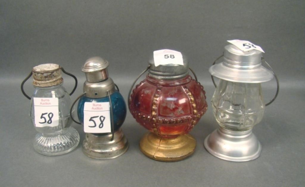 Lot of Four Vintage Glass Lantern Candy Containers