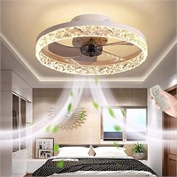 YOUHOO 19.7" Ceiling Fan with Lights, Dimmable LE